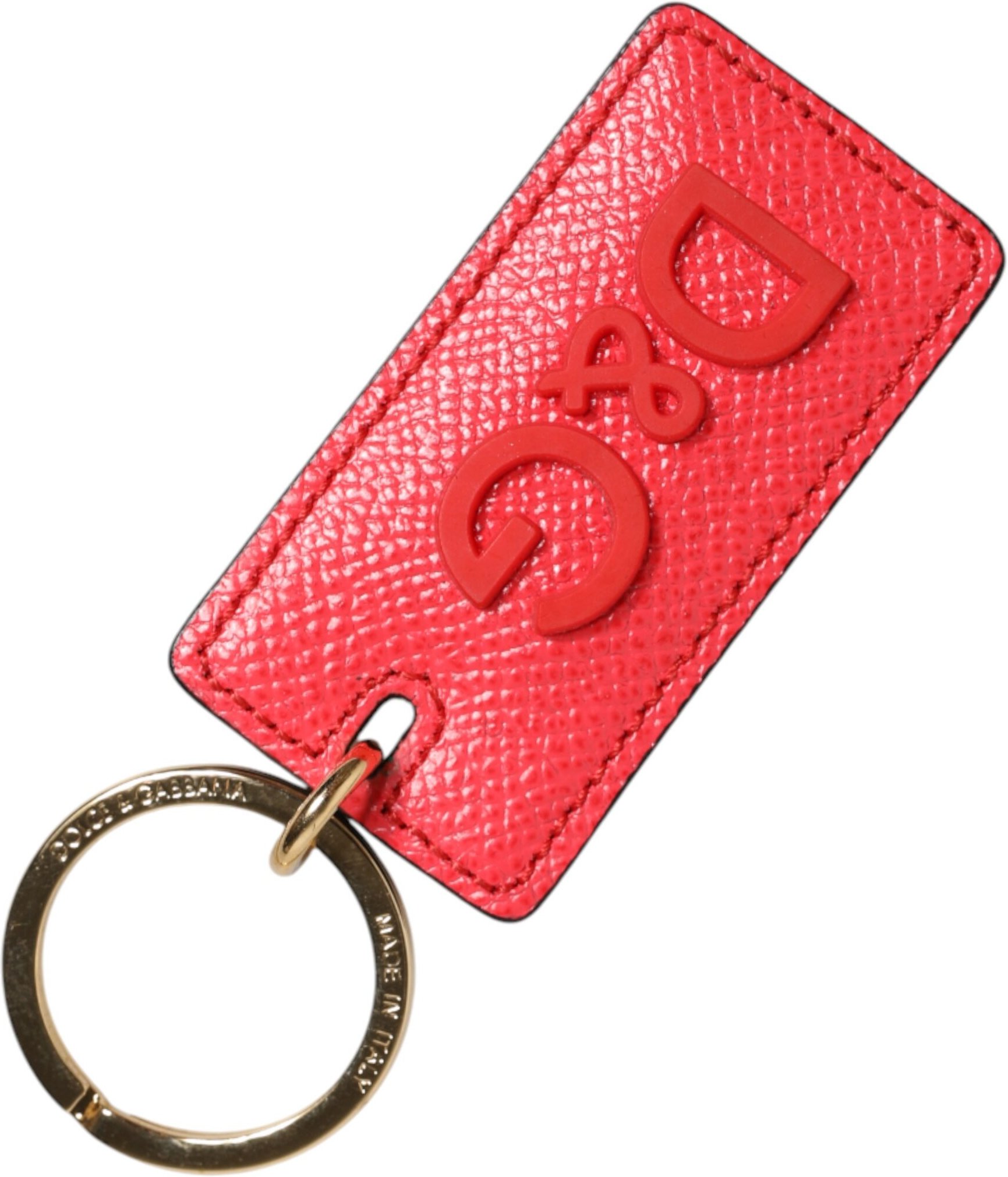 Roter Kalbleder Logo Metallring Herren Schlüsselanhänger