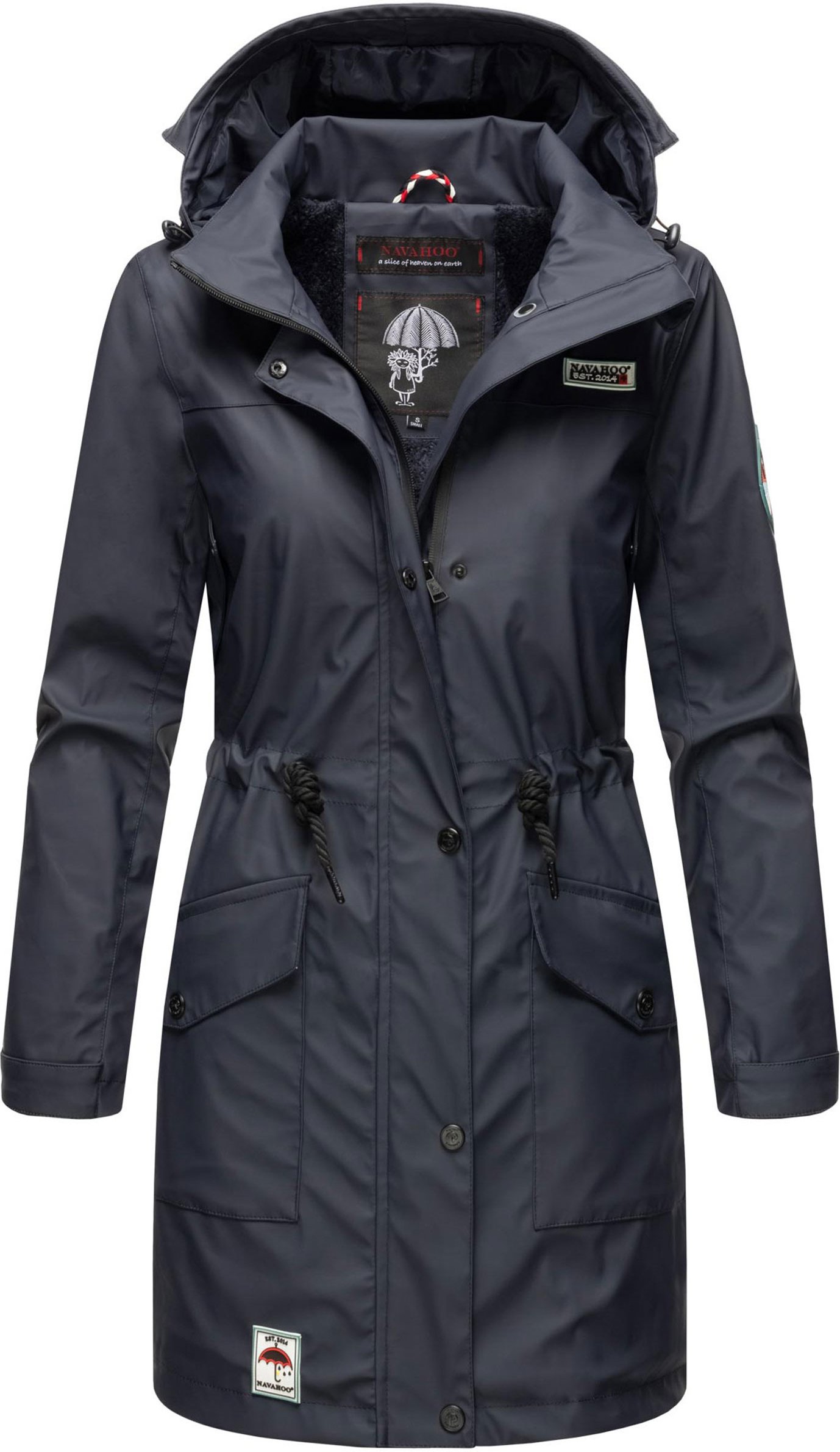 Navahoo Damen Regenmantel Deike – Wasserabweisend mit Abnehmbarer Kapuze