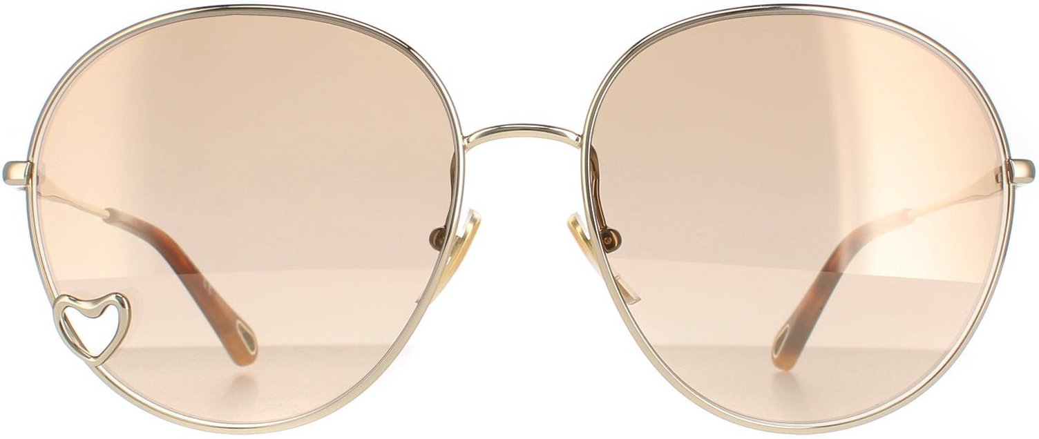 Chloe Round Womens Gold Braun Hellgold Spiegel CH0027S