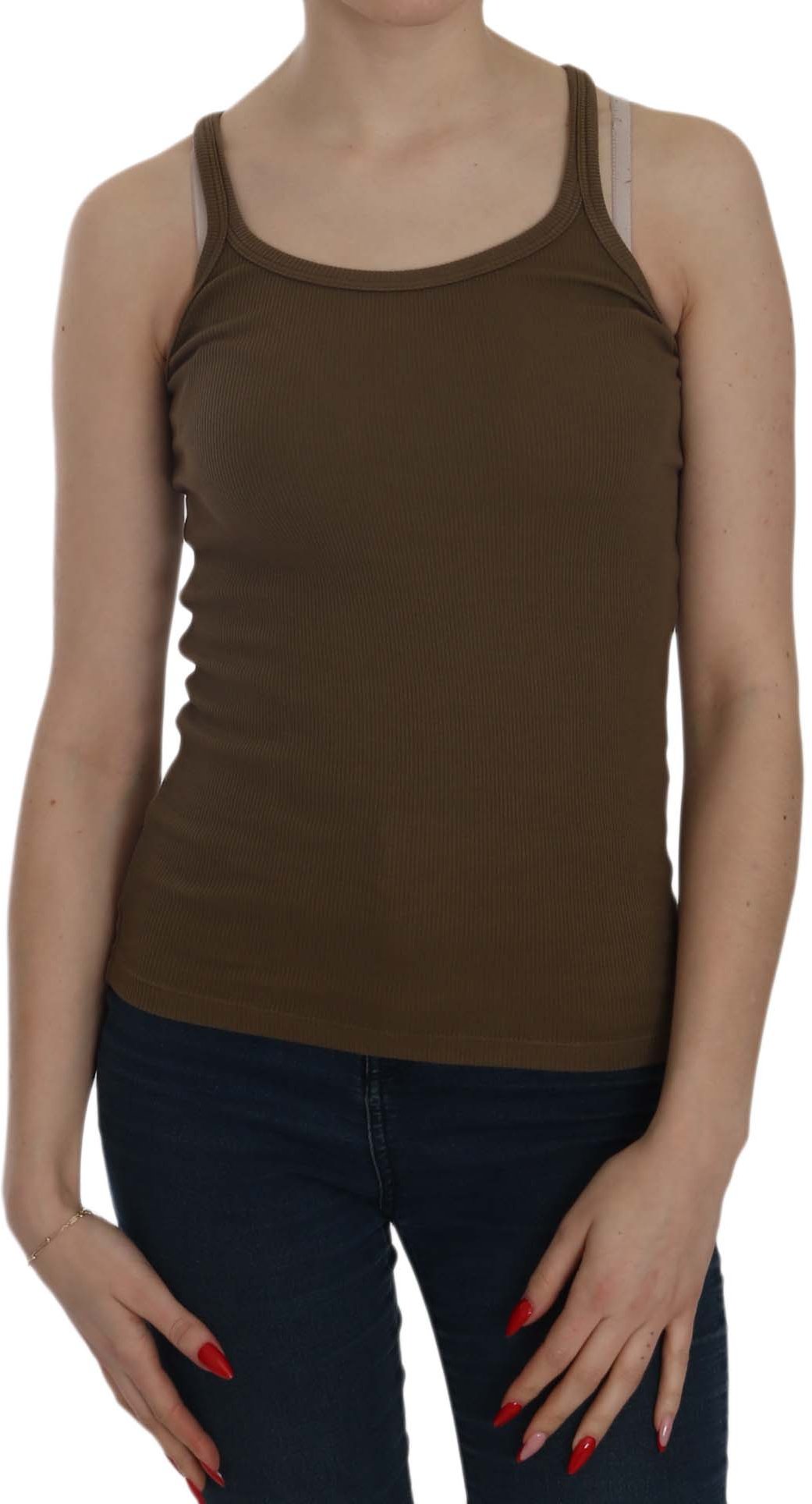 PINK MEMORIES Braune ärmellose Spaghetti-Träger Bluse