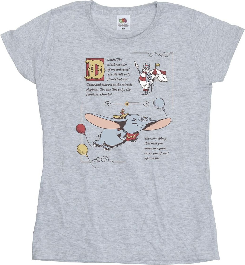 Disney - "Dumbo Story Book Page" T-Shirt für Damen (Grau)