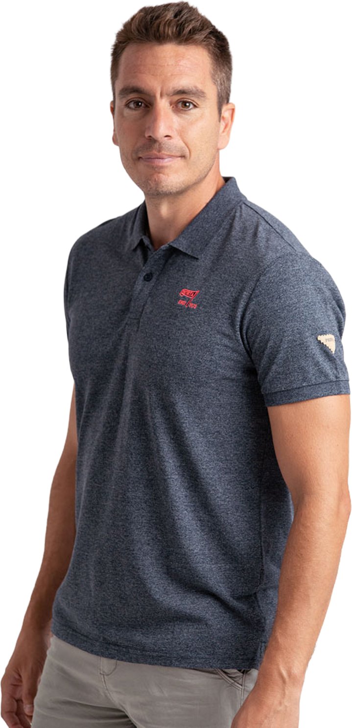 Herren Poloshirt mit kurzen Ärmeln aus Melange-Baumwolle mit Stickerei PRI2643