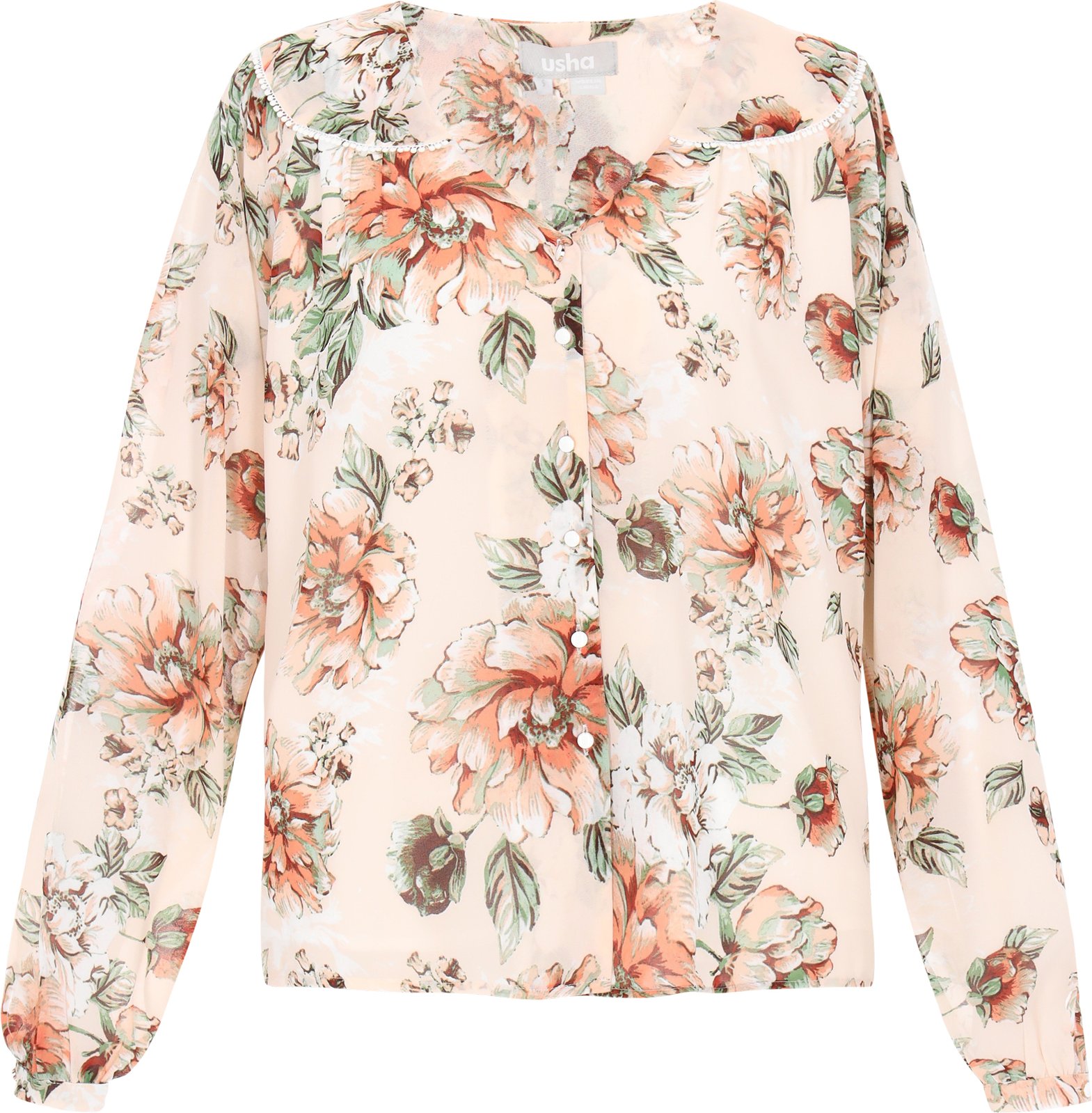 usha Bluse Frauen creme mehrfarbig