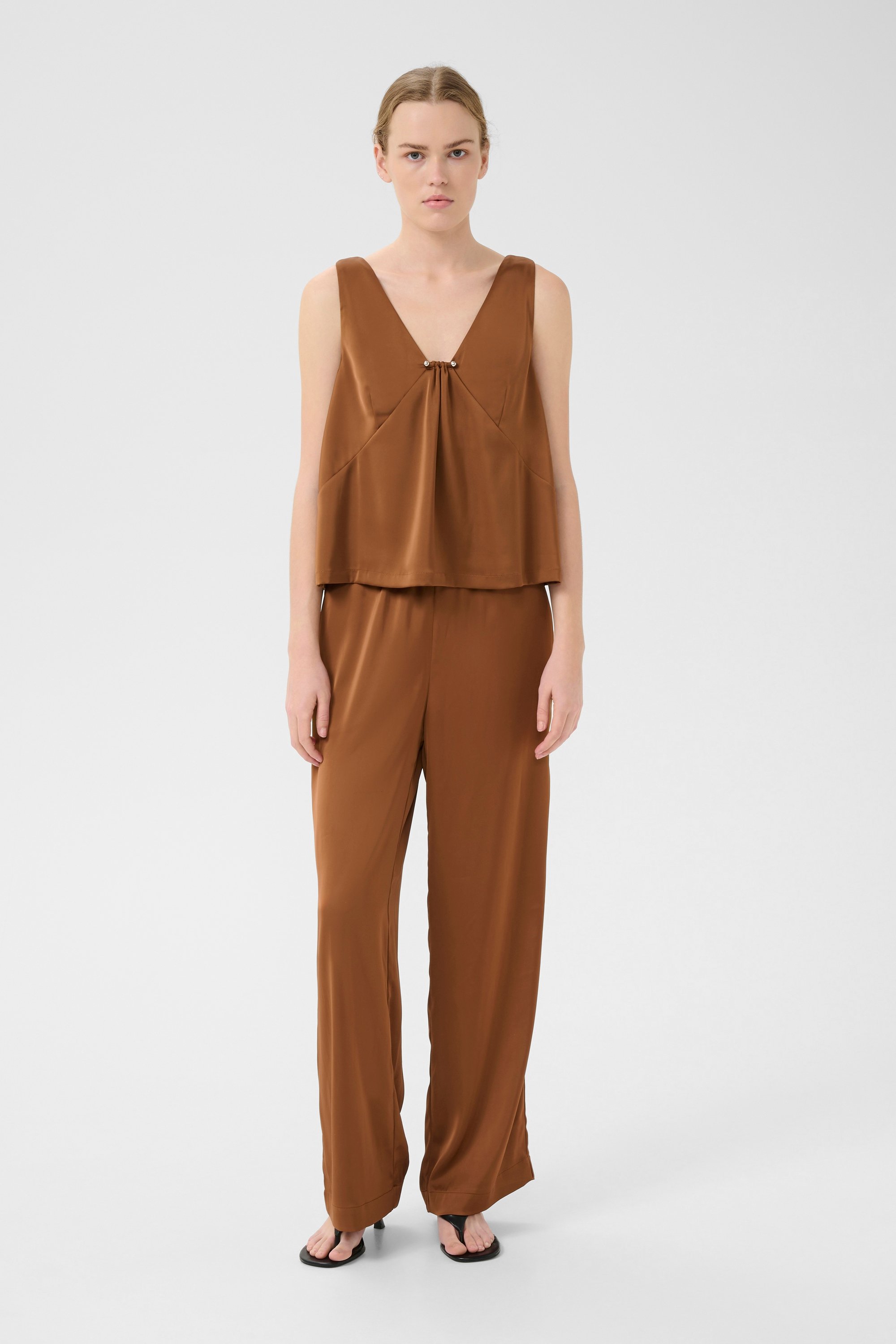 Ärmellose Bluse Loose fit brown