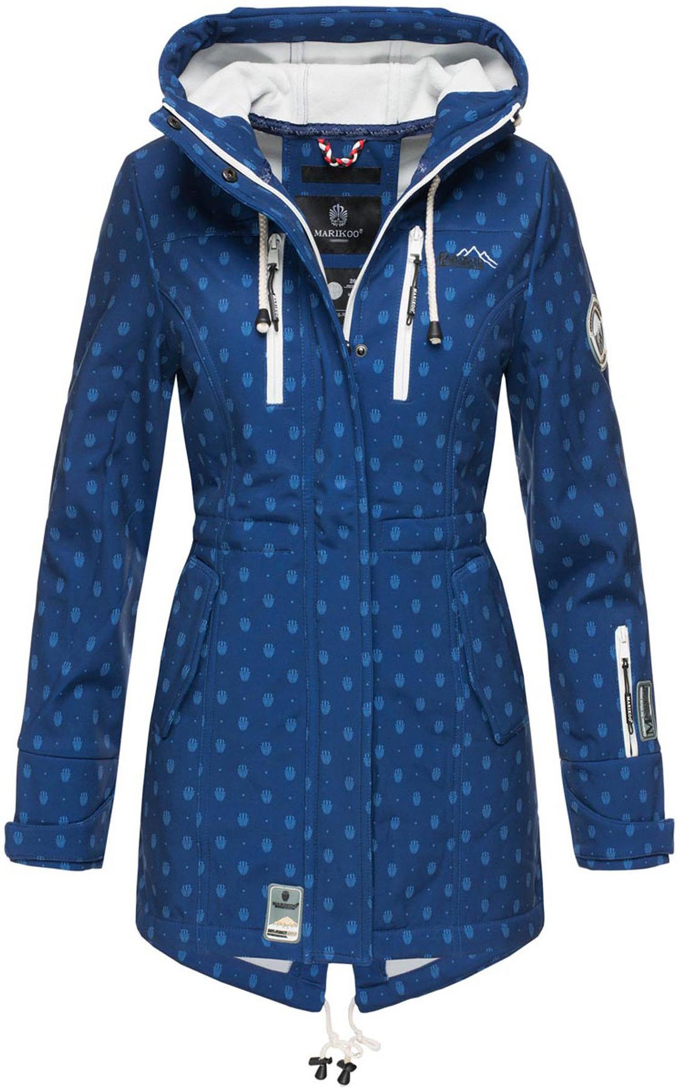 Marikoo lange Damen Steppjacke Abendsternchen mit abnehmbarer Kapuze