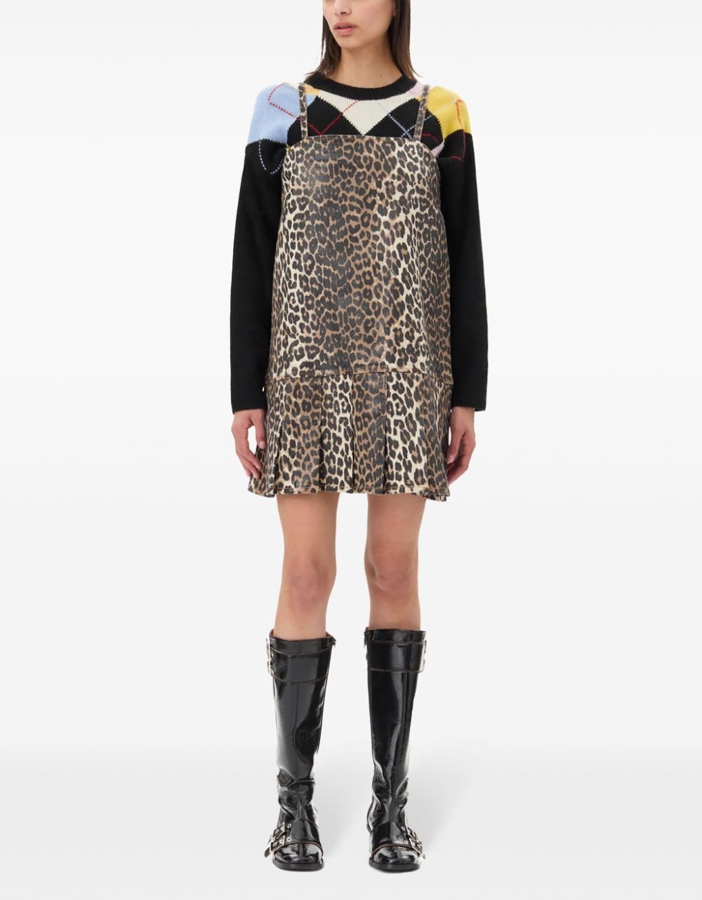 Bedrucktes Denim-Trägerkleid