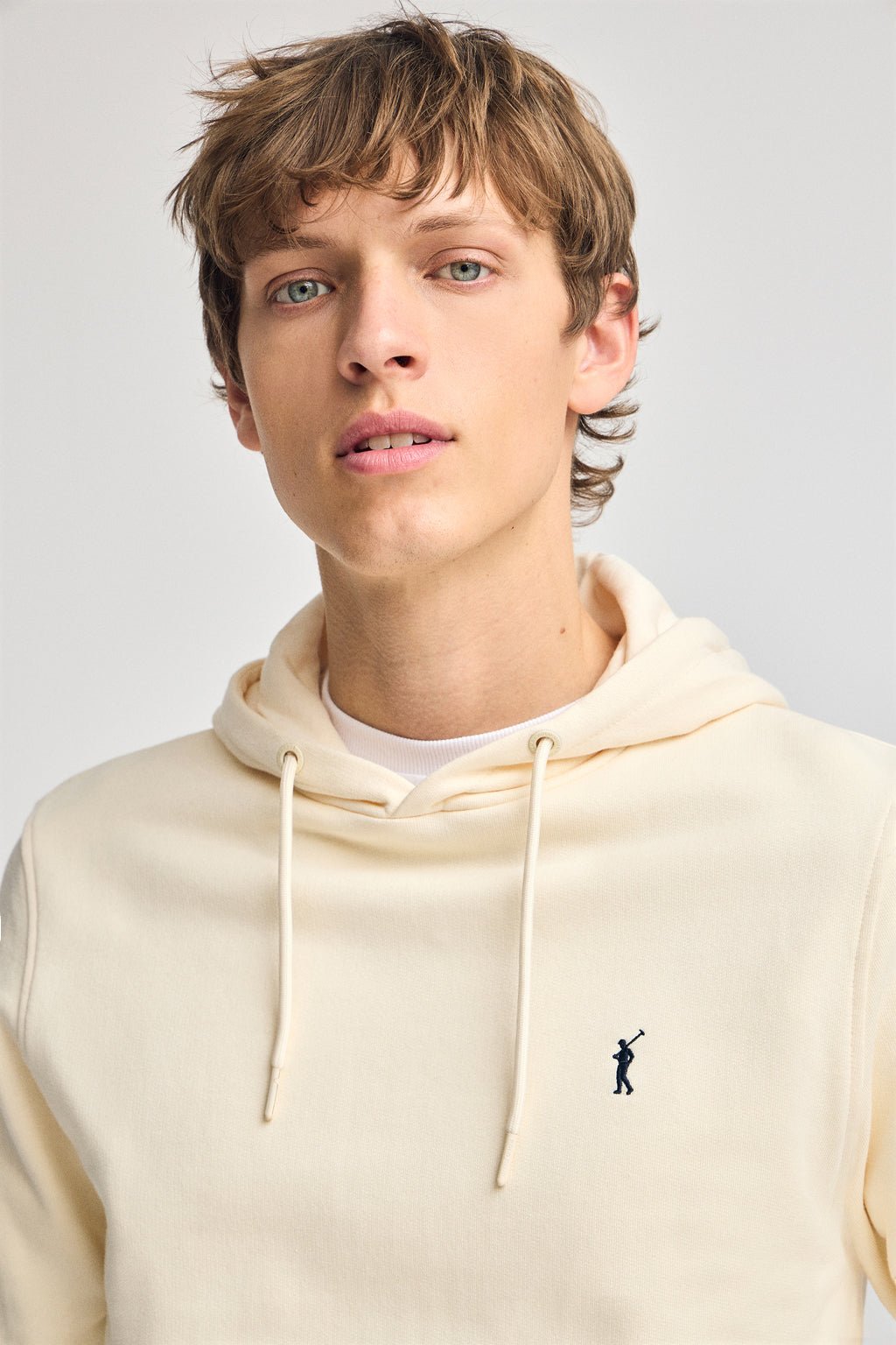 Sweatshirt naturweiß mit Kapuze und Rigby Go Stickerei