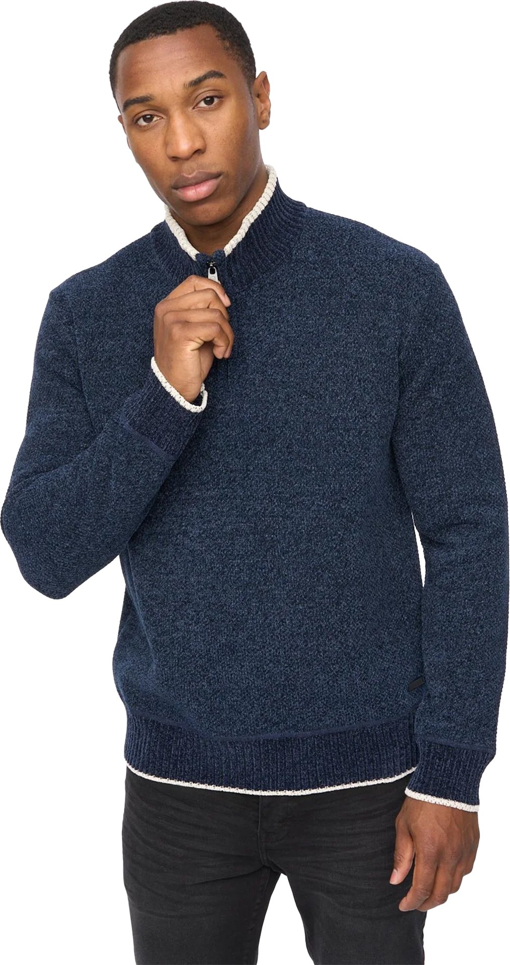 Crosshatch - "Coldwell Chenille" Pullover für Herren, mit kurzem Reißverschluss (Marine)