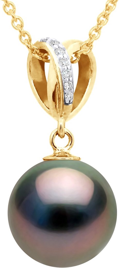 Anhänger Double Knot Gelbgold - echte Tahiti-Zuchtperle rund 10-11 mm