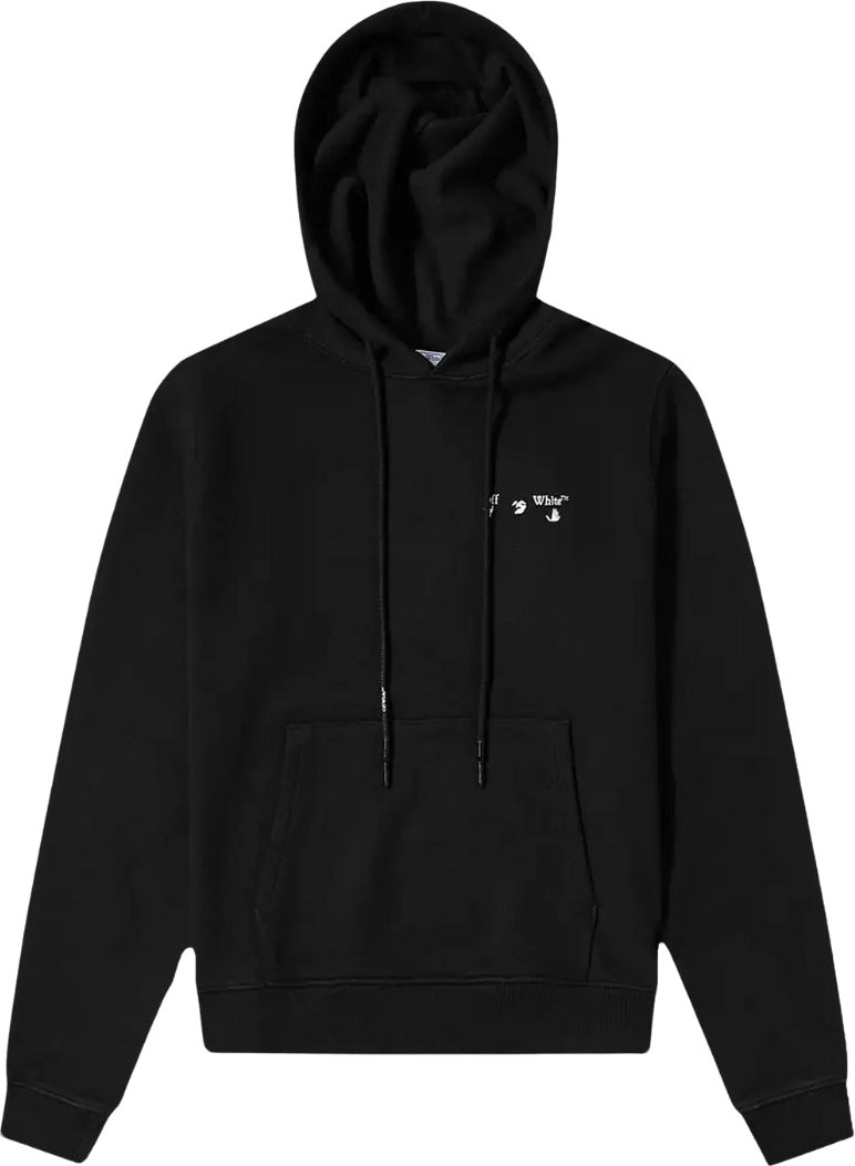 Schwarzer Hoodie Mit Cremefarbenem, Einfarbigem Pfeillogo Auf Der Rückseite