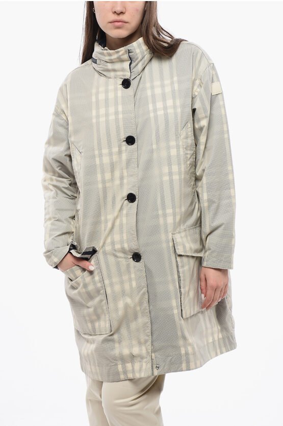 Tartan PEONY Mantel mit versteckter Kapuze in Beige