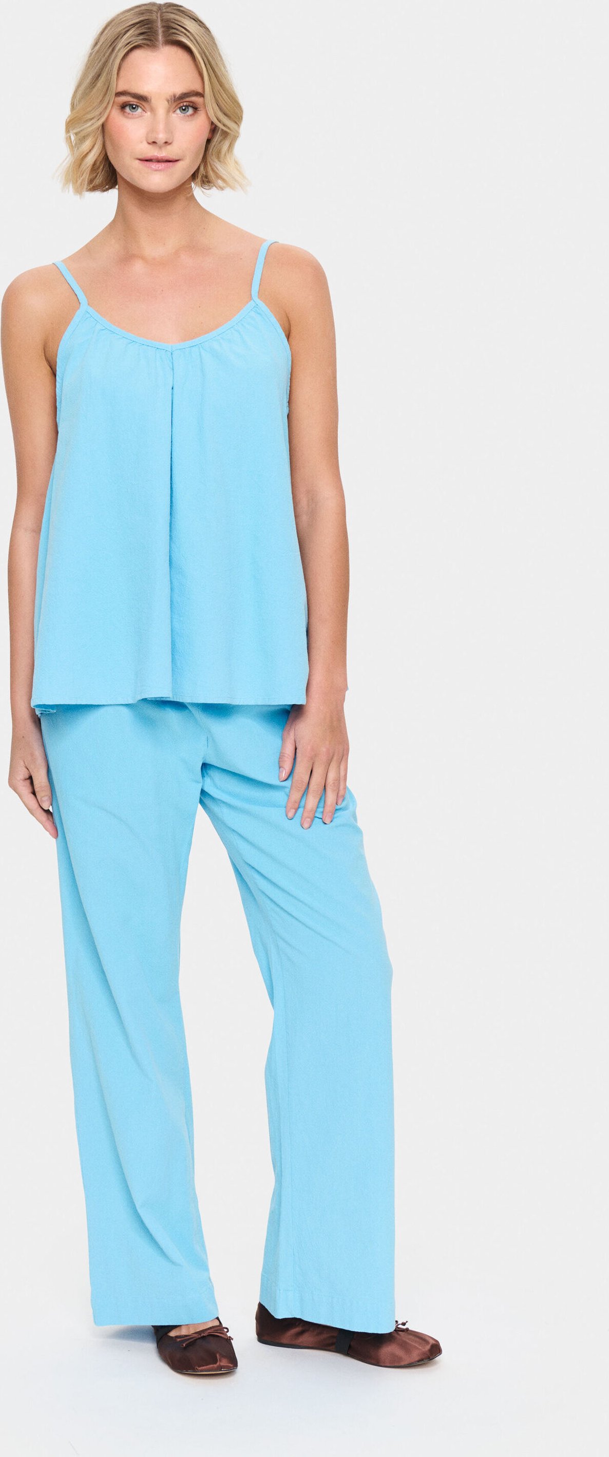 Ärmellose Bluse Lockere Passform Ätherisches Blau light blue