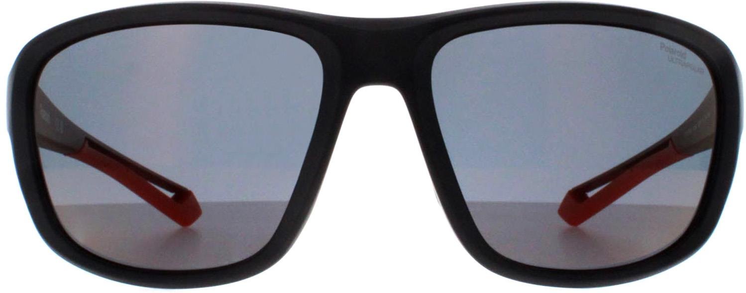 Polaroid Rechteck Unisex Schwarz Orange Rot Spiegel Polarisiert Hochkontrast PLD 7049/S