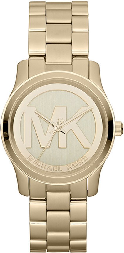 Robuste und stilvolle Damenuhr der Marke Michael Kors in der Farbe Gold. Die Uhr ist aus rostfreiem Stahl gefertigt. Das...