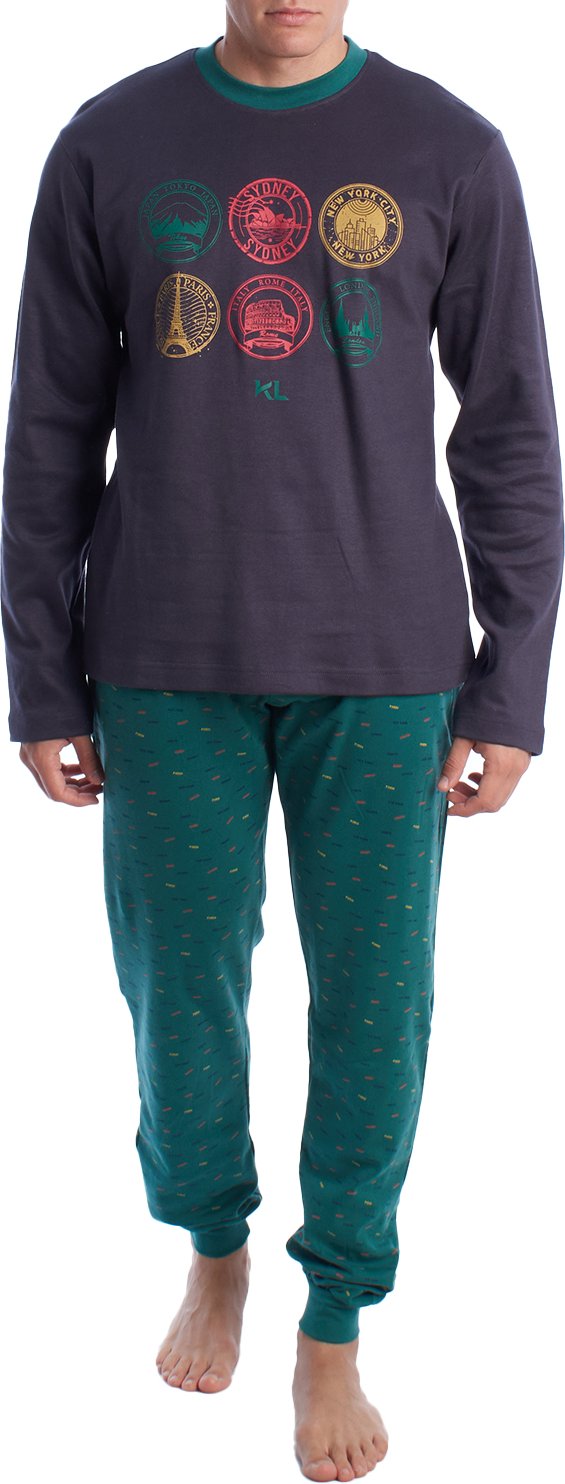 Langärmeliger Schlafanzug aus Baumwolle für Männer KLP4