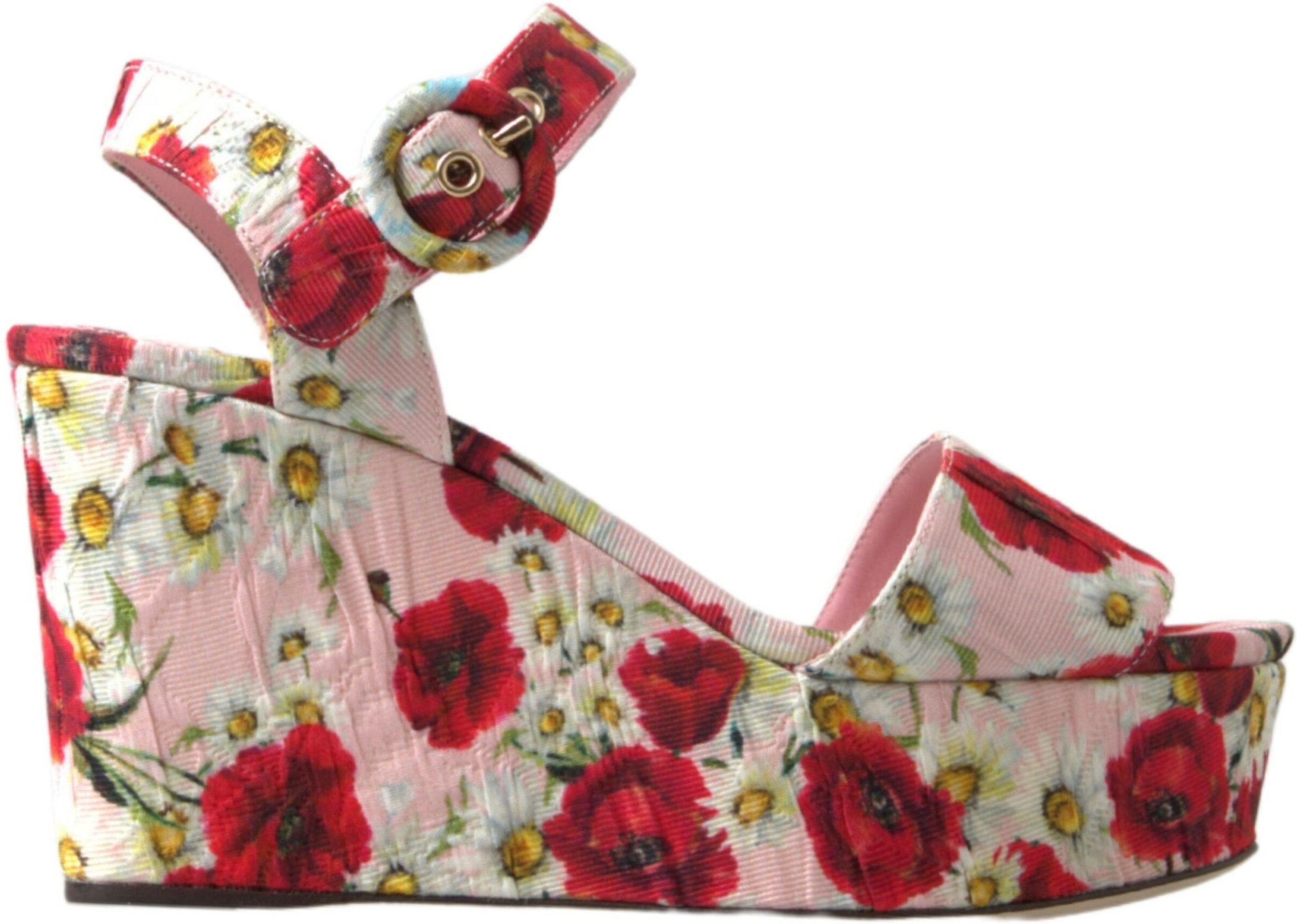 Blumen-Mohnblumen und Gänseblümchen Keil-Sandalen