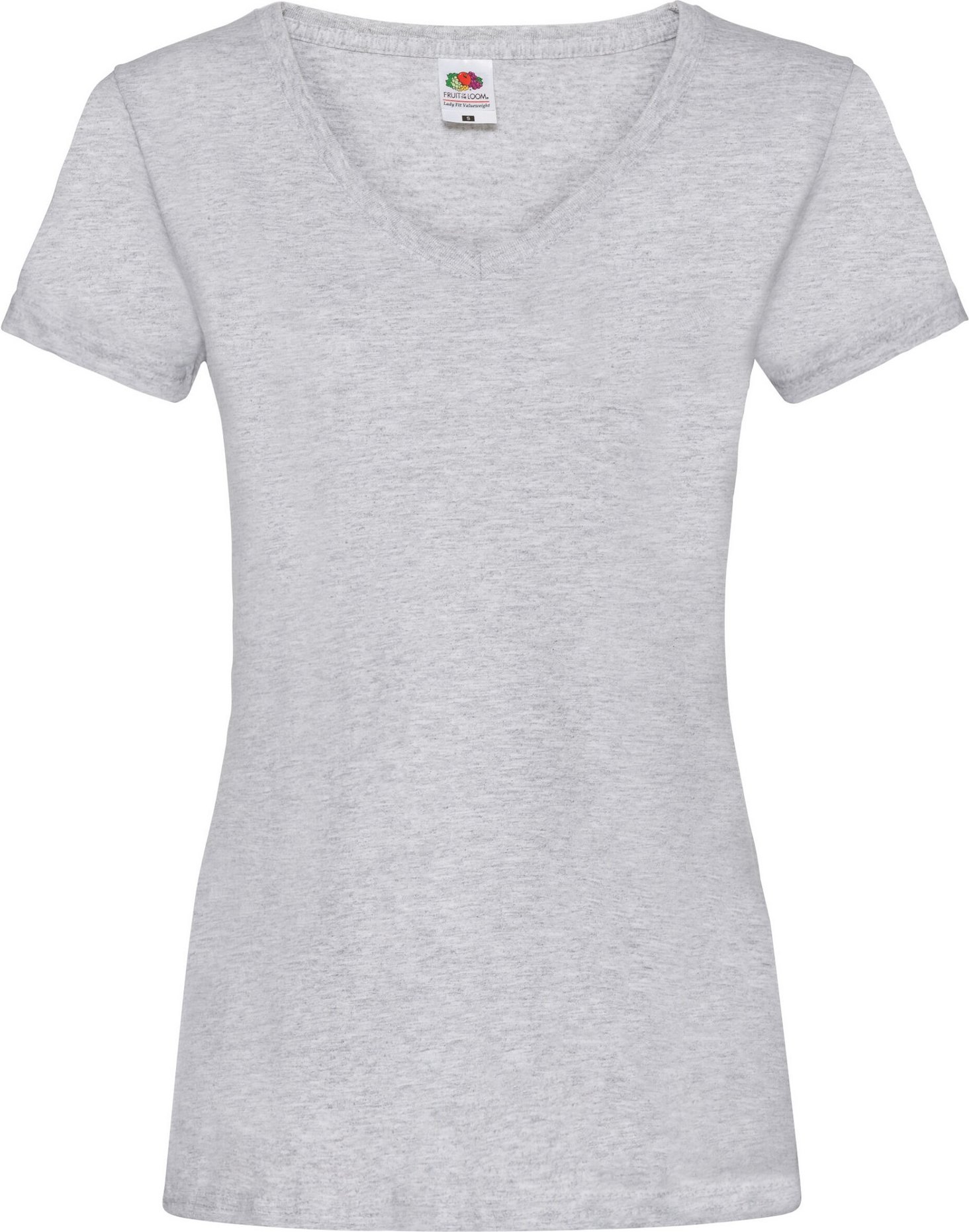 Thumbnail - Fruit of the Loom - "Valueweight" T-Shirt Tiefer V-Ausschnitt für Damen (Grau meliert)