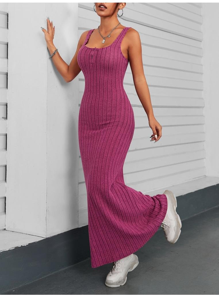 Damen Ripp Maxi Tankkleid