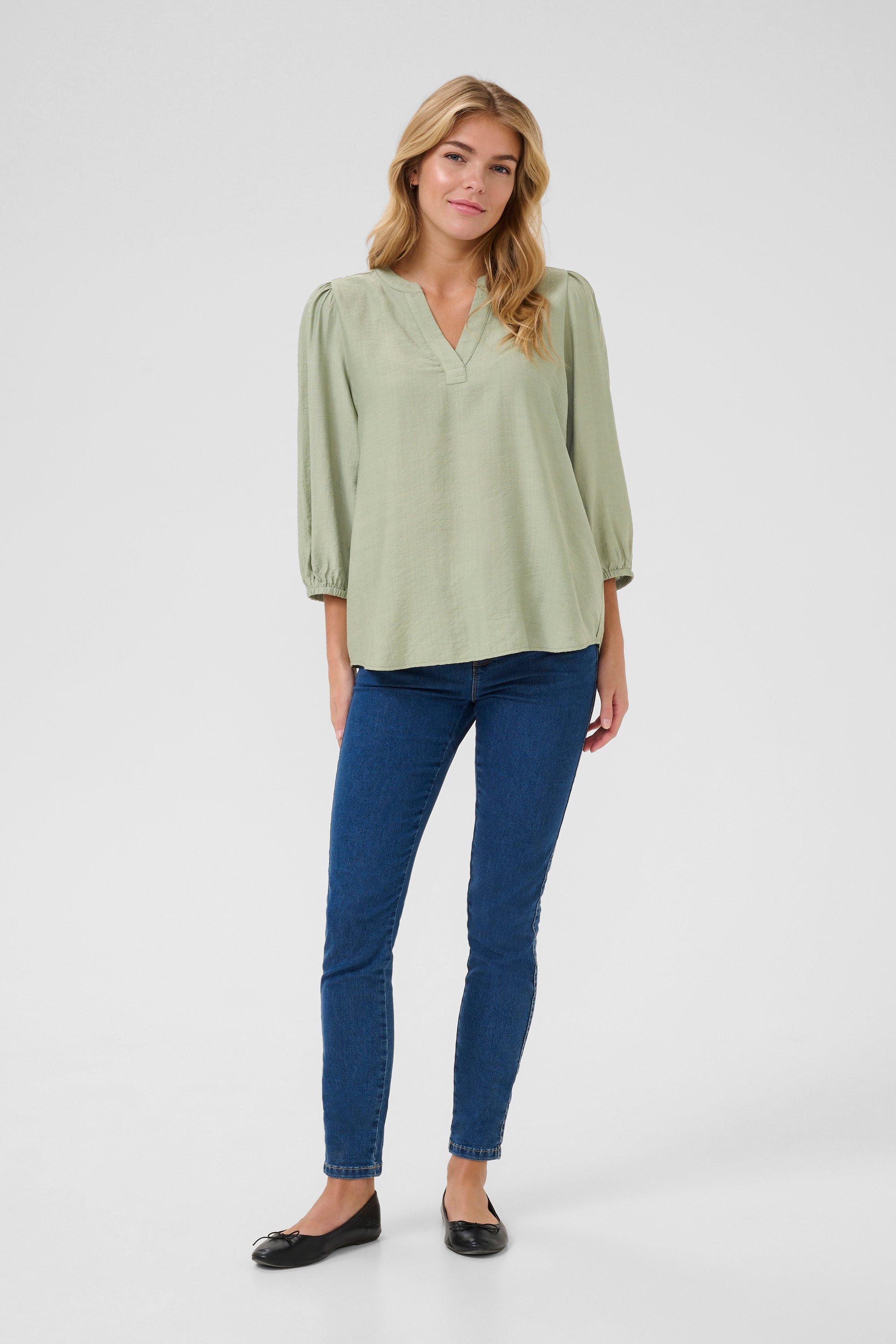 Thumbnail - Langarm-Bluse Regular fit Desert Sage CC light green