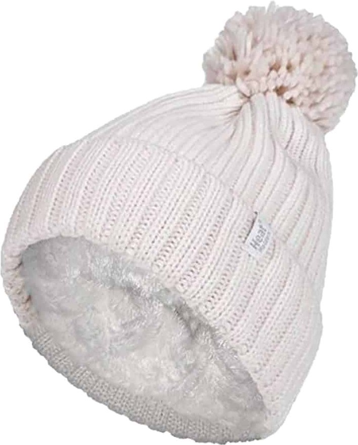 Ladies Ribbed Cuffed Thermal isoliert Winter Pom Pom Bommelmütze