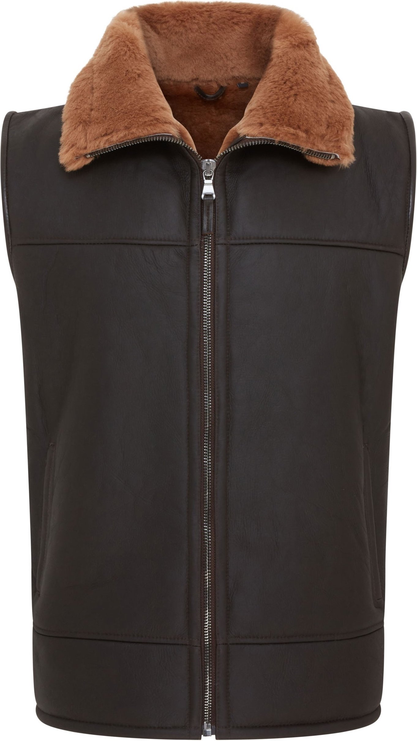 Braune Bomberweste aus Aviator-Lammfell für Herren - Ambler