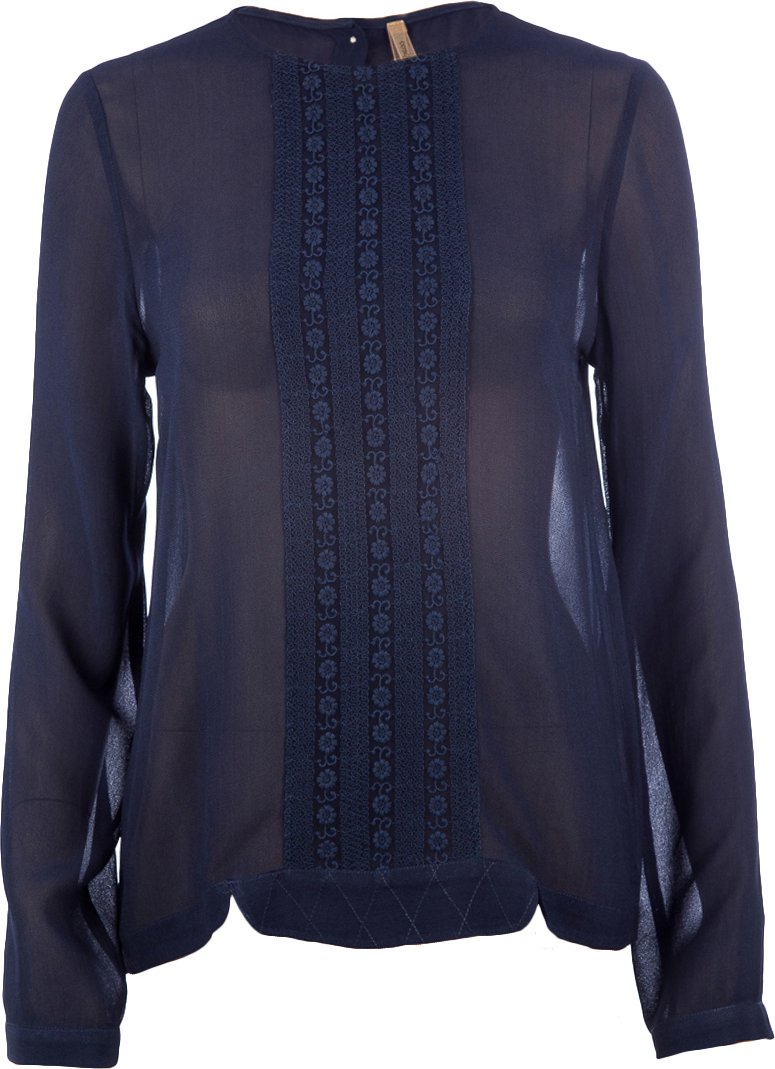 Durchsichtiges Top im Ethno-Stil Navy