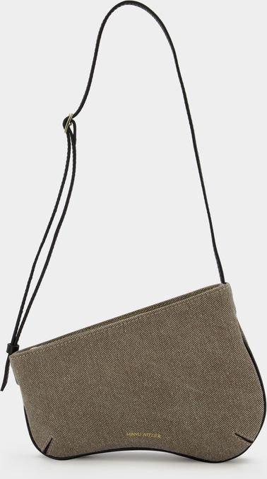 Mini Curve Hobo Bag - Manu Atelier - Grau/Schwarz - Denim