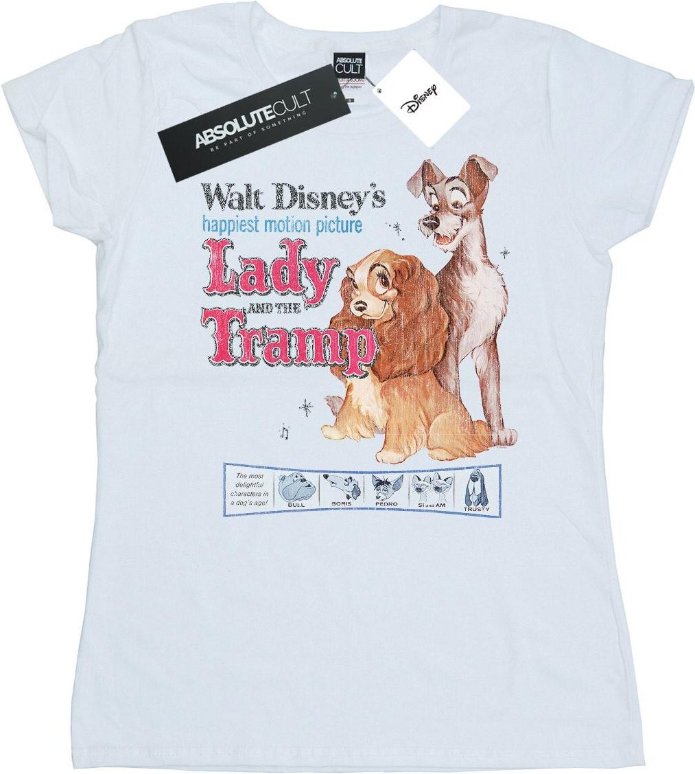 Disney - "Lady And The Tramp Distressed Classic Poster" T-Shirt für Damen (Weiß)