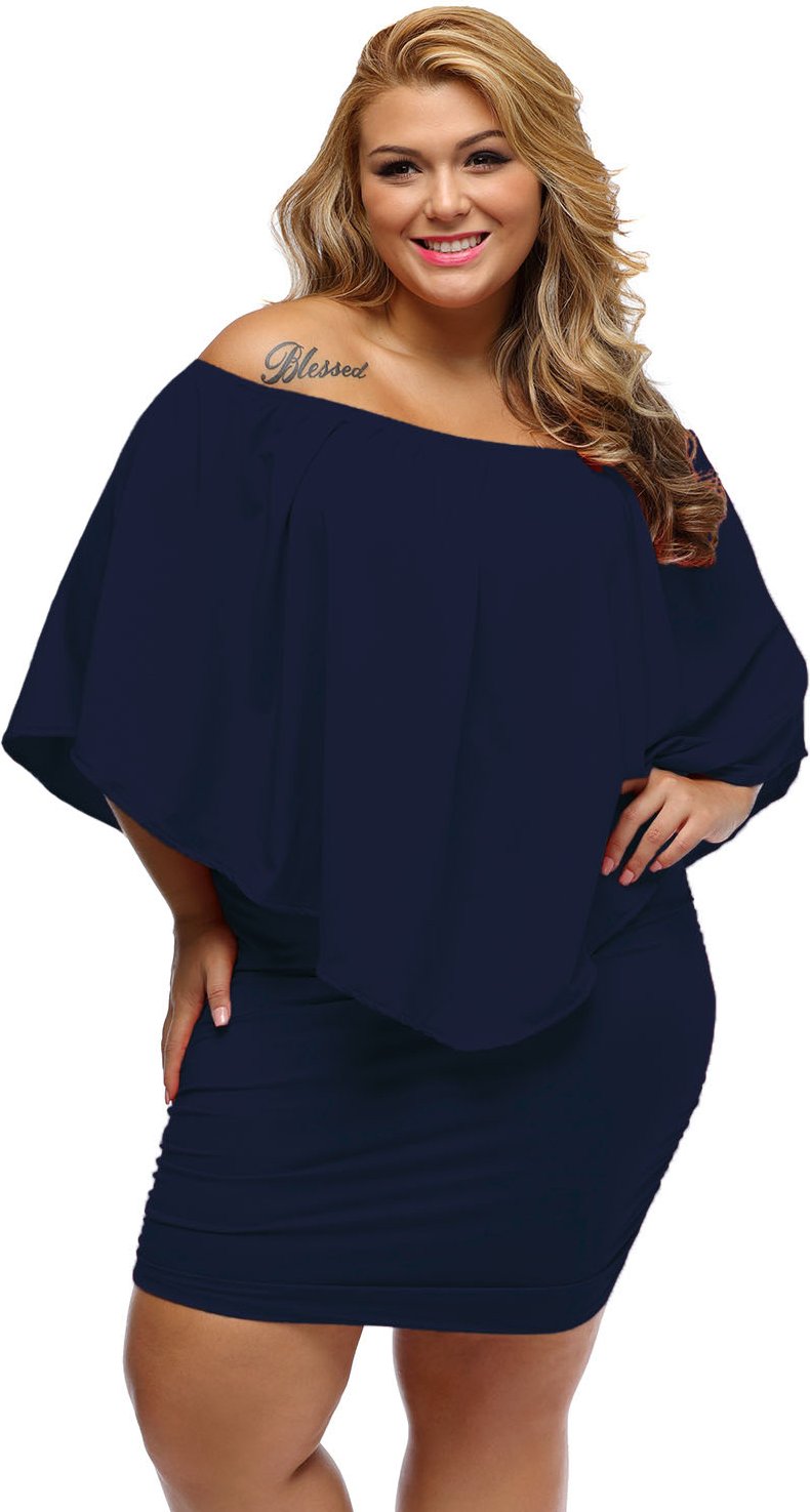 Schulterfreies Jersey-Kleid in Übergrößen