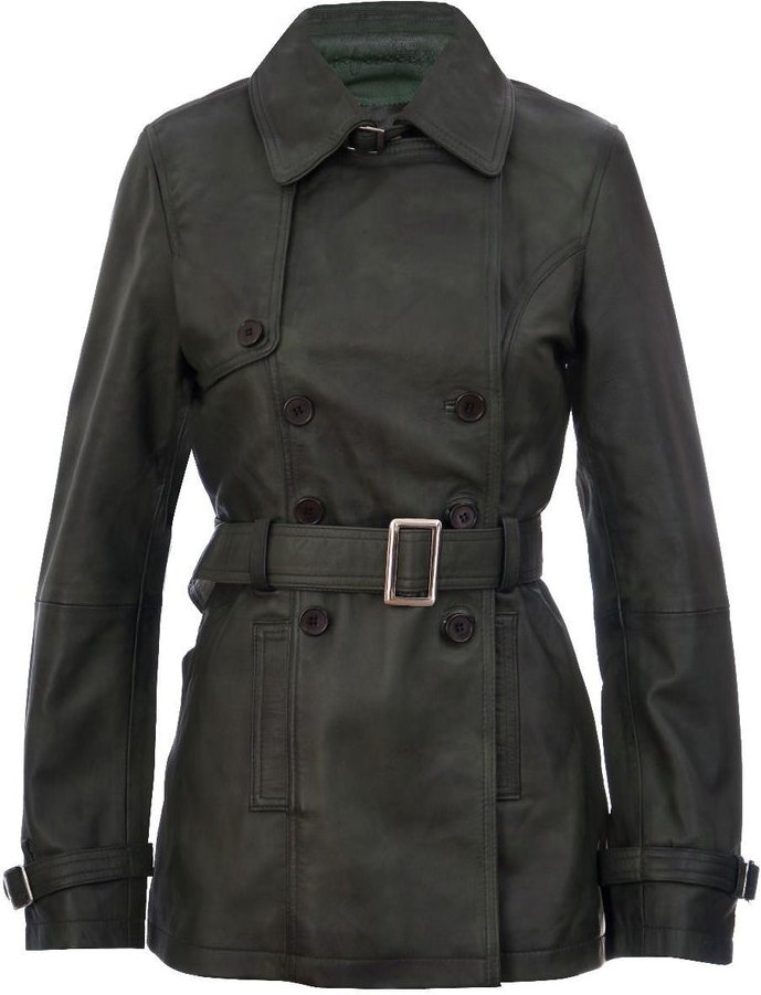 Mittellanger Damen-Trenchcoat aus Leder – Oakham