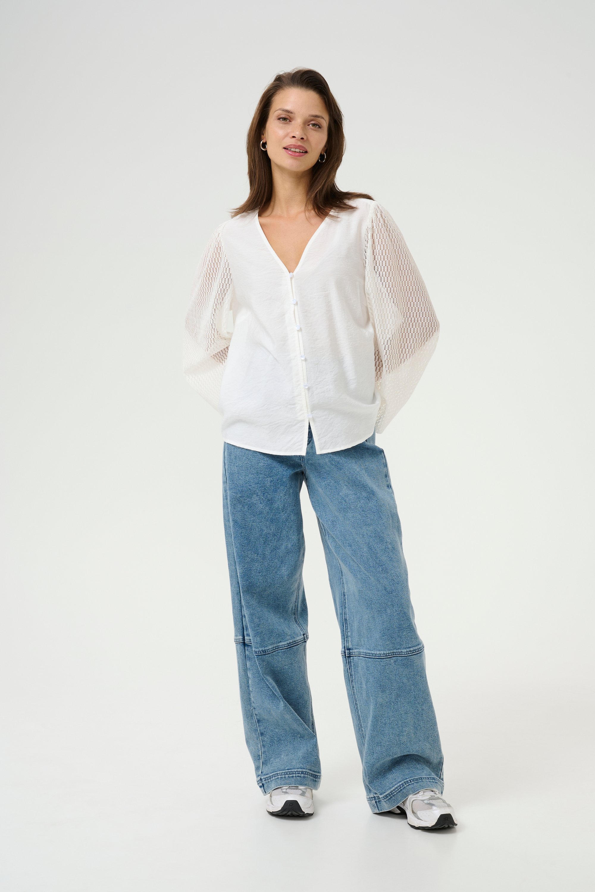 Langarm-Bluse Regular fit Chalk white