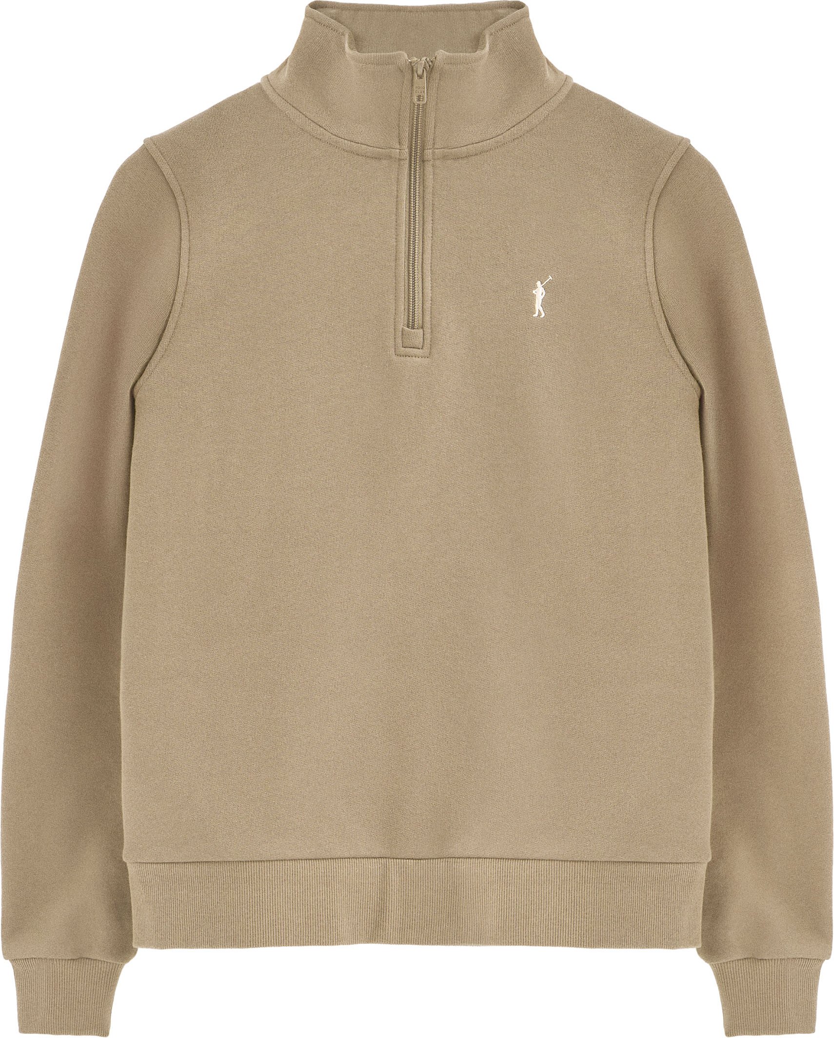 Sweatshirt hellbraun mit halbem Reißverschluss und Rigby Go-Logo
