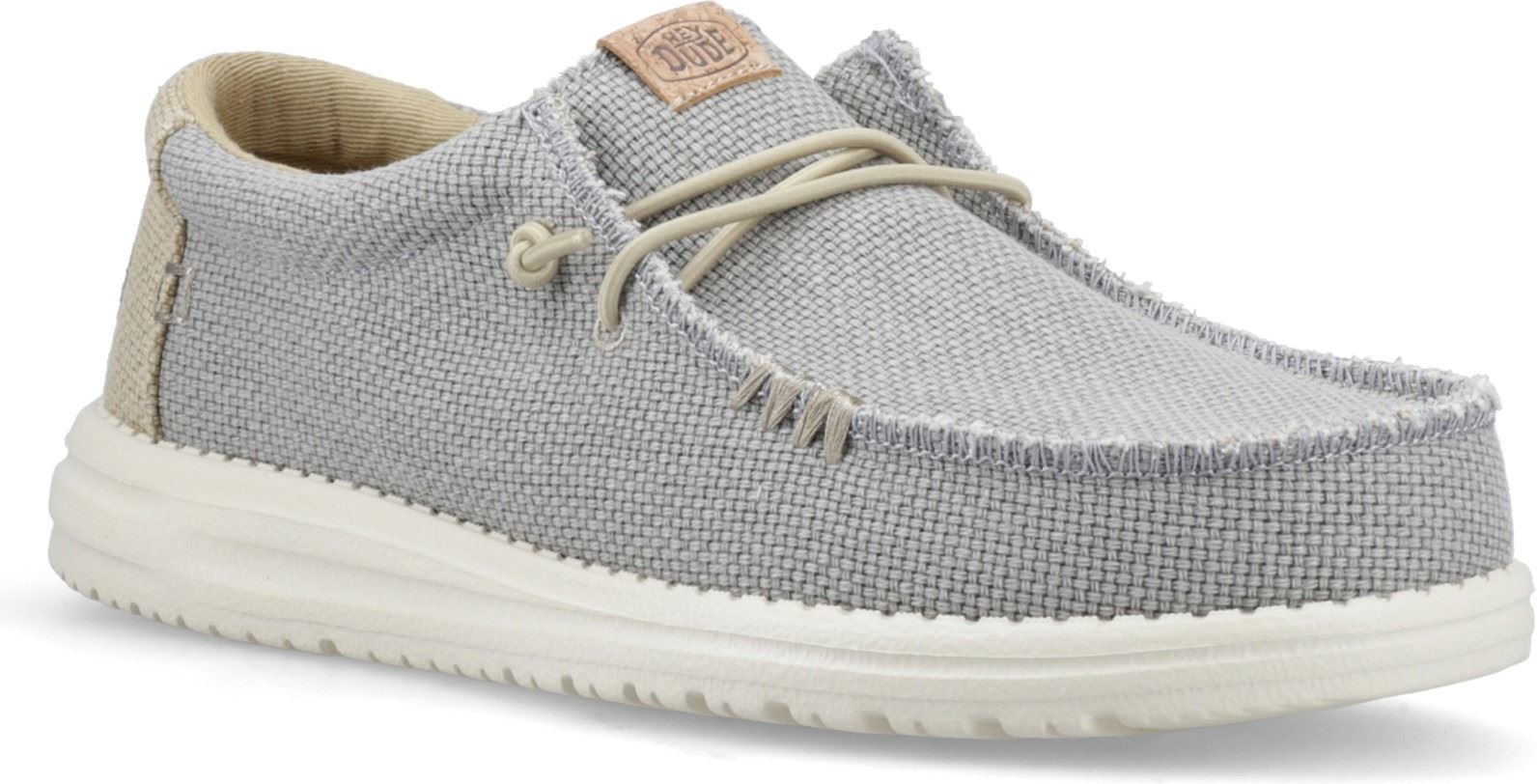 HEYDUDE Wally Geflochtene Polyester Herren Flanell Grau/Olive Grau Mokassinschuhe