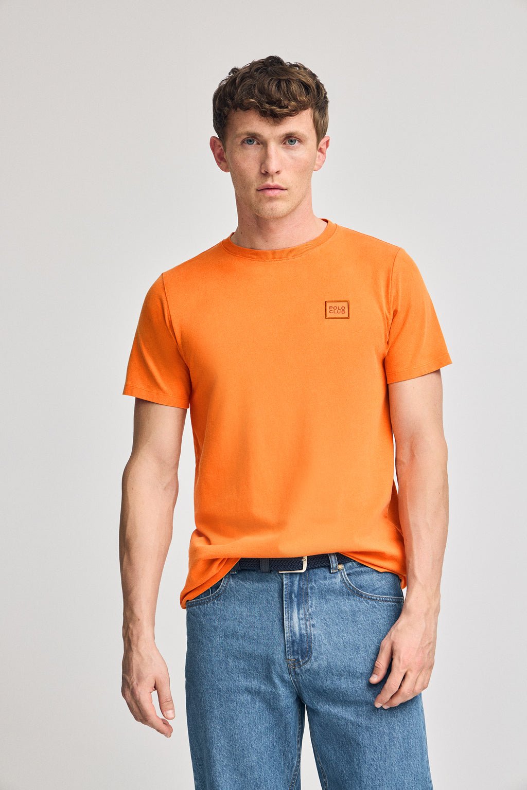 T-Shirt orange Garment Dye mit Polo Club-Logo