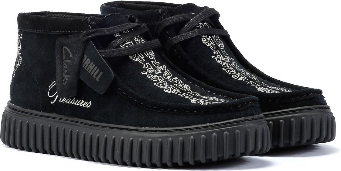 Clarks Main Torhill Woven Schwarze Farbe Wildlederstiefel