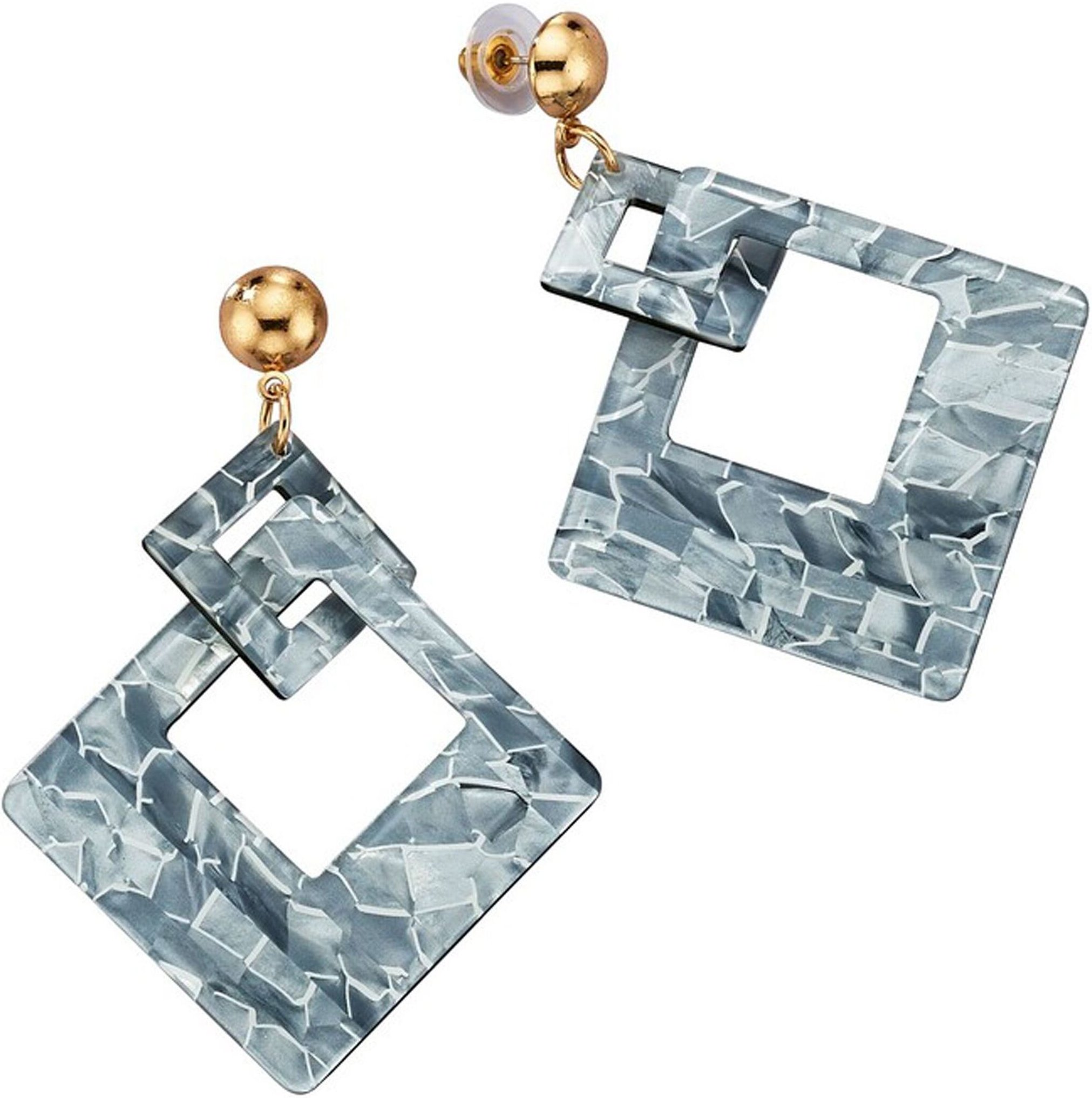 Steuer Modeschmuck Ohrstecker Acryl grau glänzend