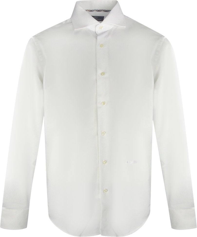 Aquascutum Plain Langarm-Hemd in Weiss mit Markenlogo