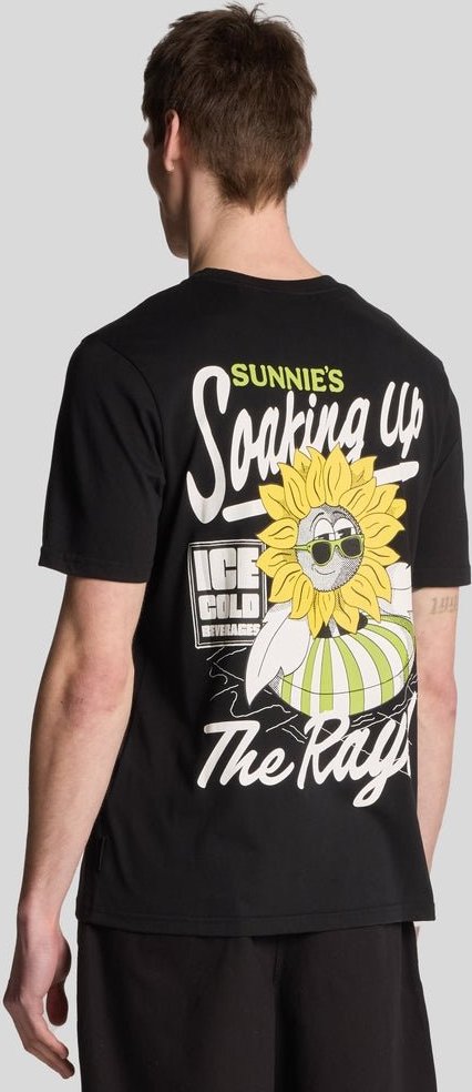 Lyle & Scott Sunnies T-Shirt mit Poolbar-Grafik – Schwarz