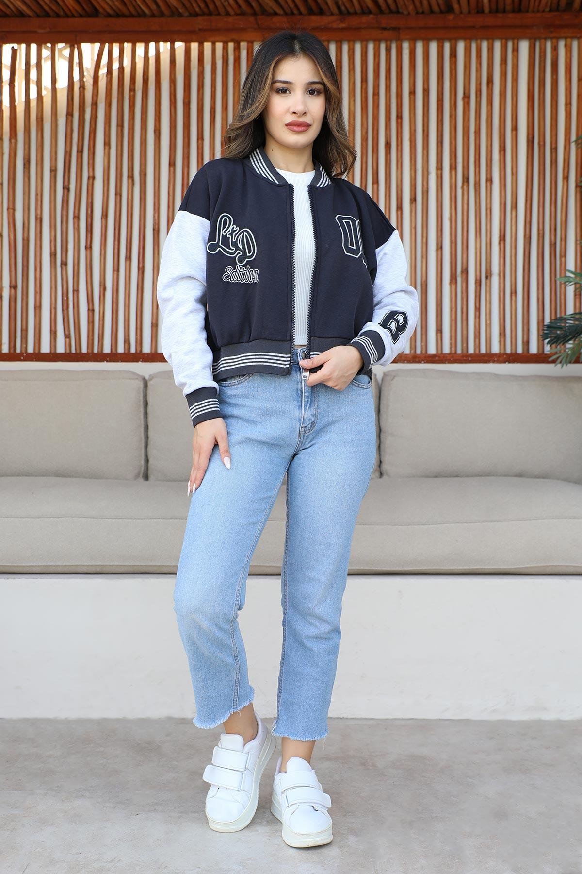 Gerippte Reißverschlussjacke