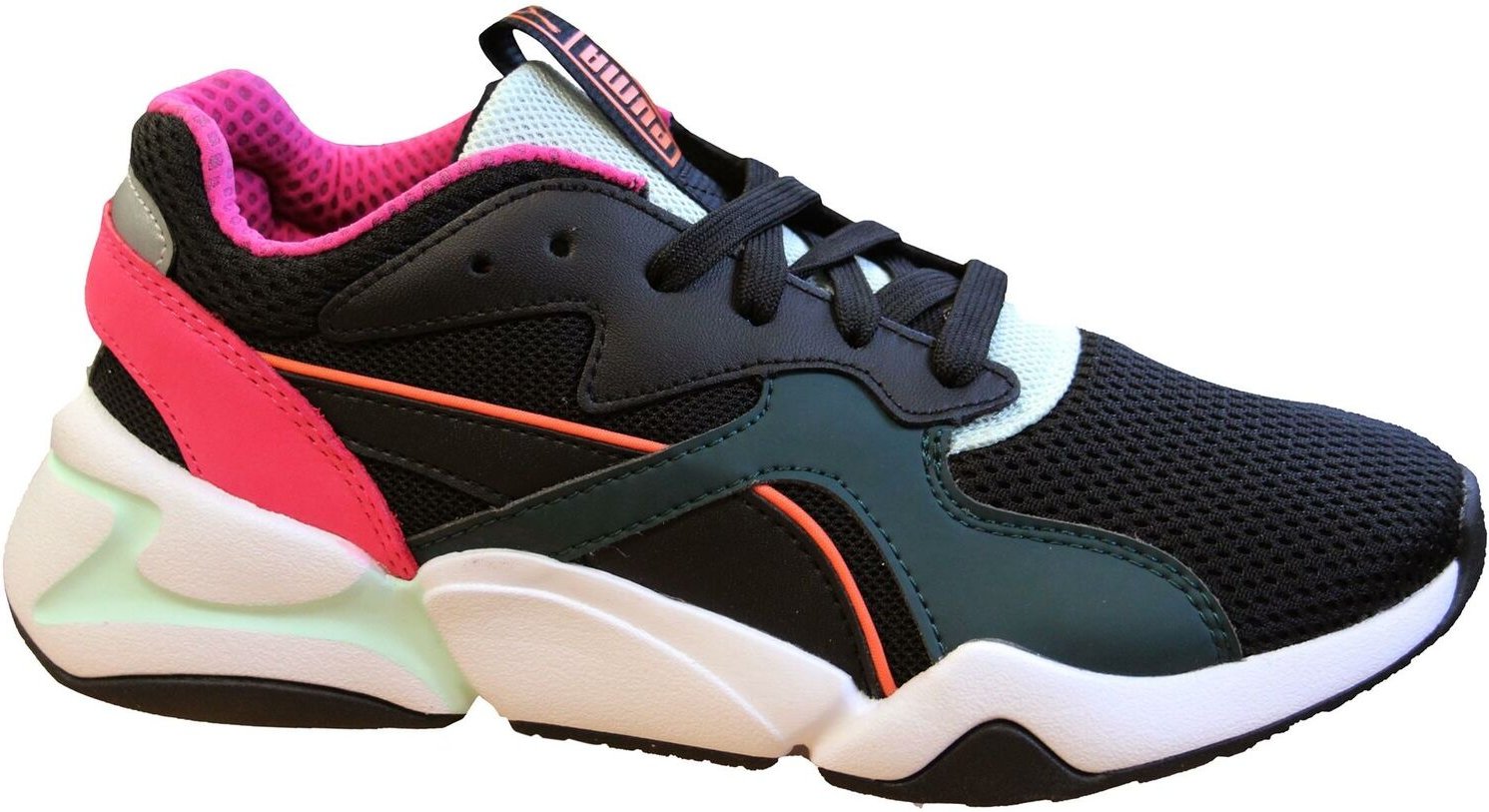 Puma Nova Mesh Black Leder Schnüre -up -Damentrainer 369655 01