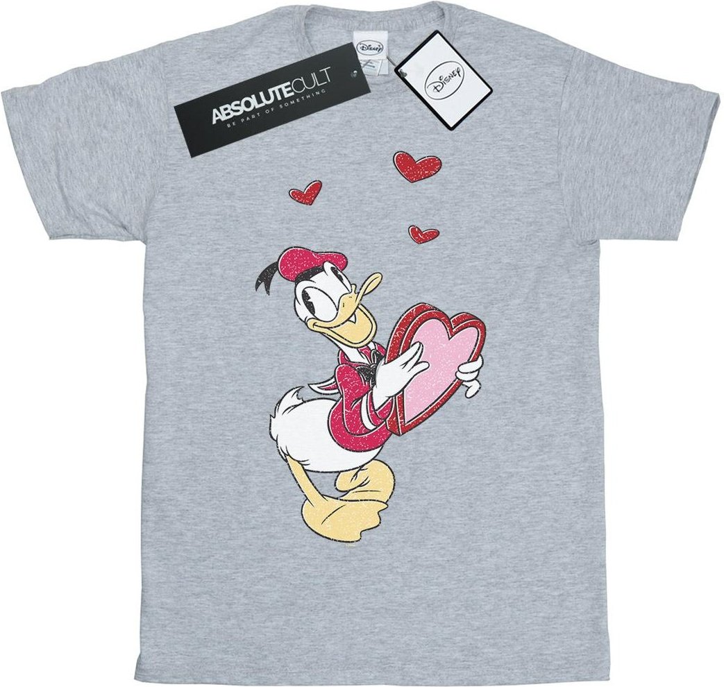Disney - "Donald Duck Love Heart" T-Shirt für Mädchen (Grau)
