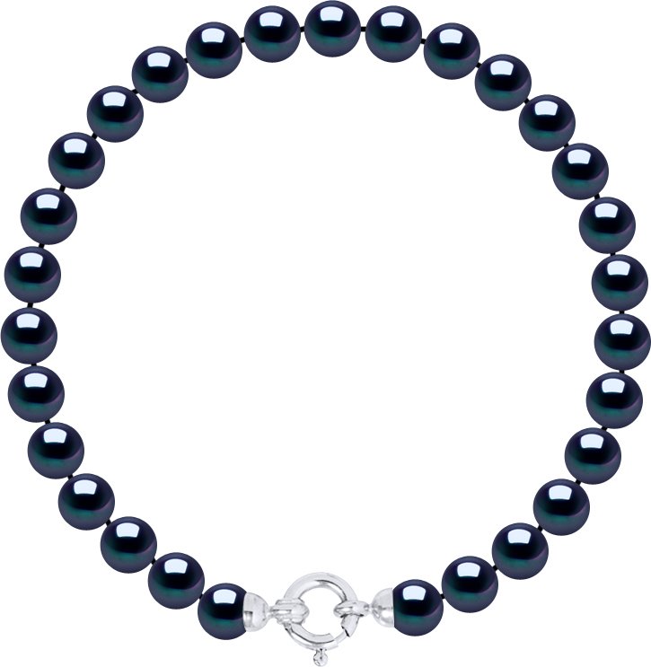 DIADEMA - Armband - Echte Süßwasserperlen - Schwarzer Tahitian Style- Weißgold