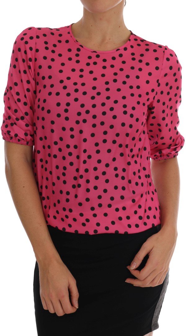 Dolce & Gabbana Pinke Polka-Dots Seidenbluse