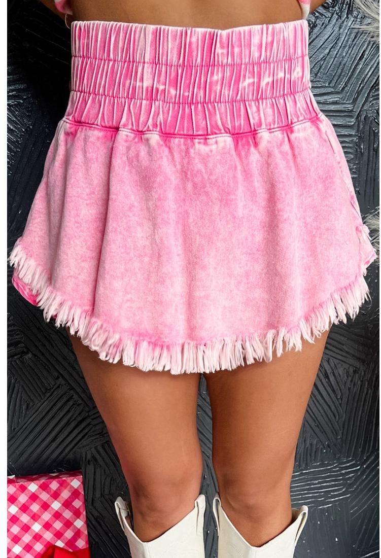 Thumbnail - Gesmokter Bund Ausgefranste Denim-Shorts
