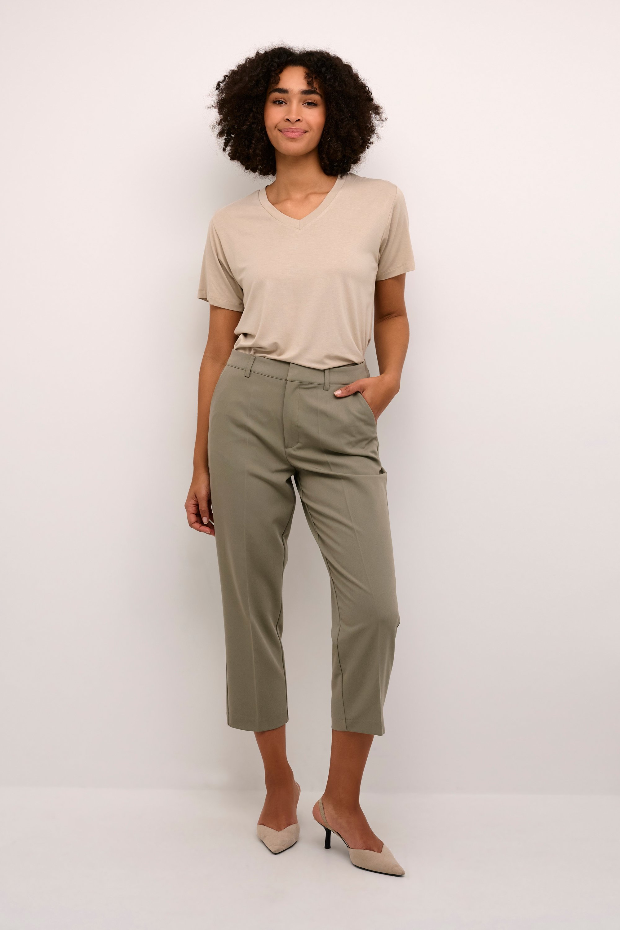 Thumbnail - Pants Suiting Regular fit Vetiver green