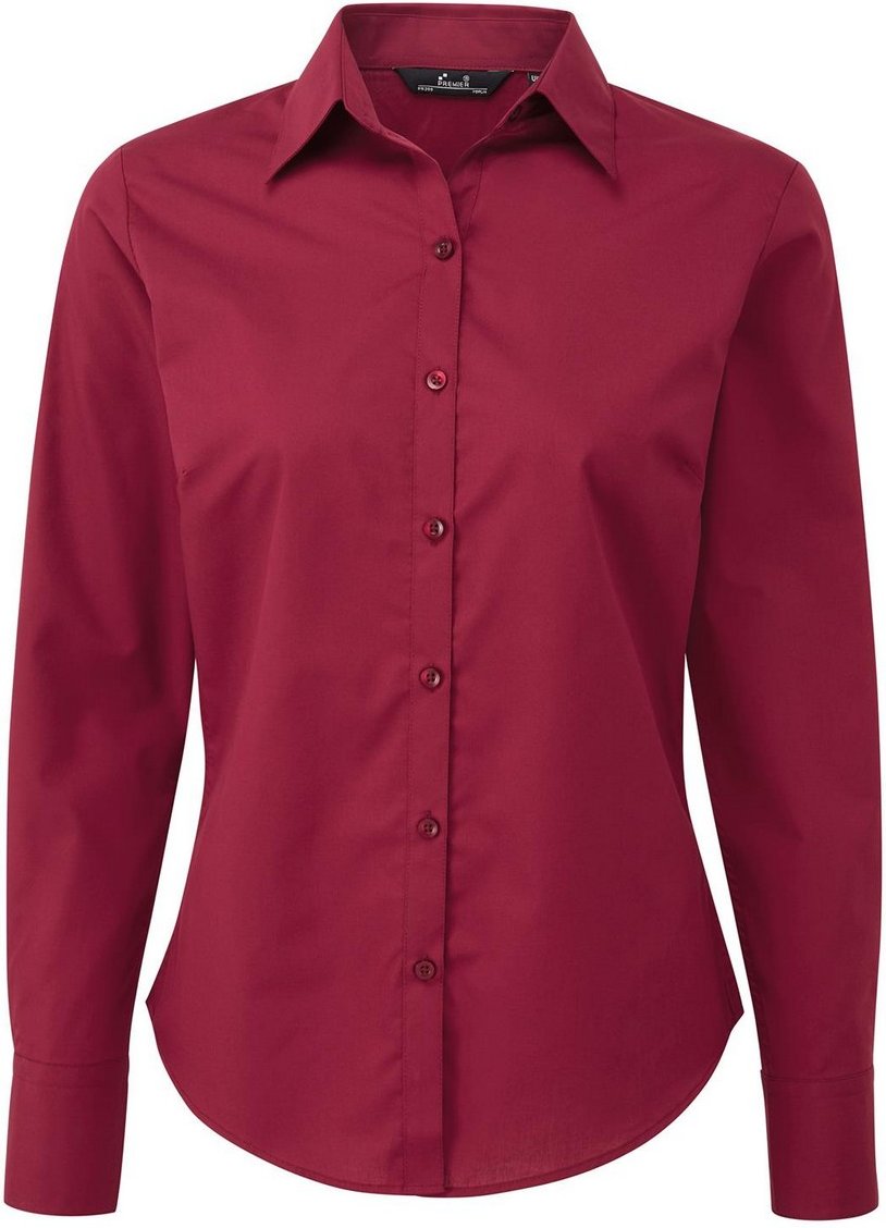 Premier - Hemd für Damen Langärmlig (Burgunderrot)
