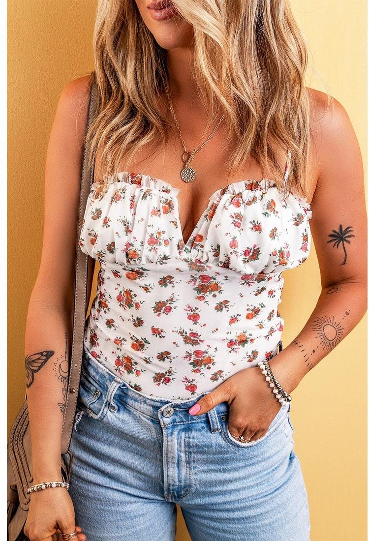 Body mit Blumenruschen und Spaghettitragern