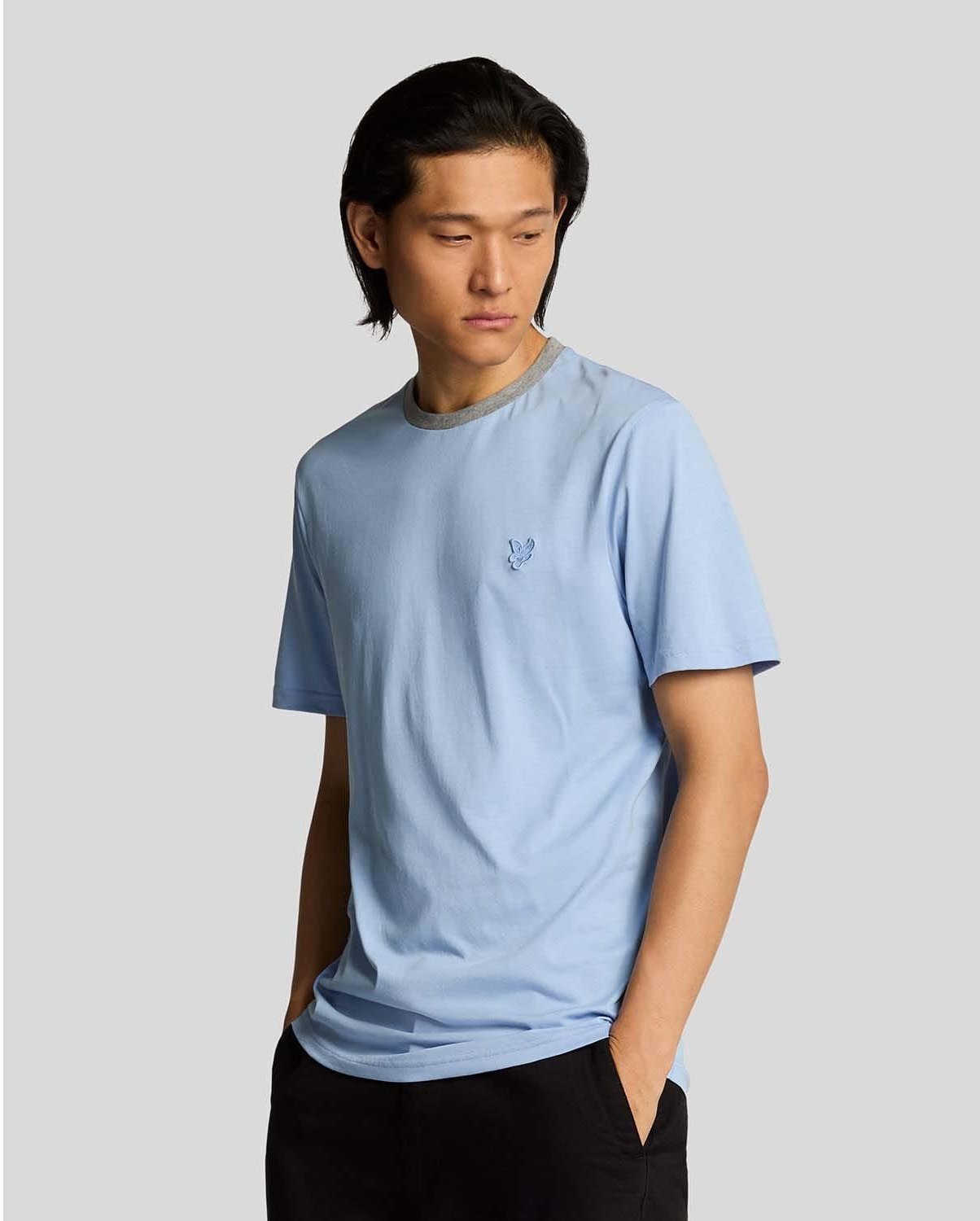 Lyle & Scott - "Superfine" T-Shirt für Herren, Kontrastkragen (Blau)