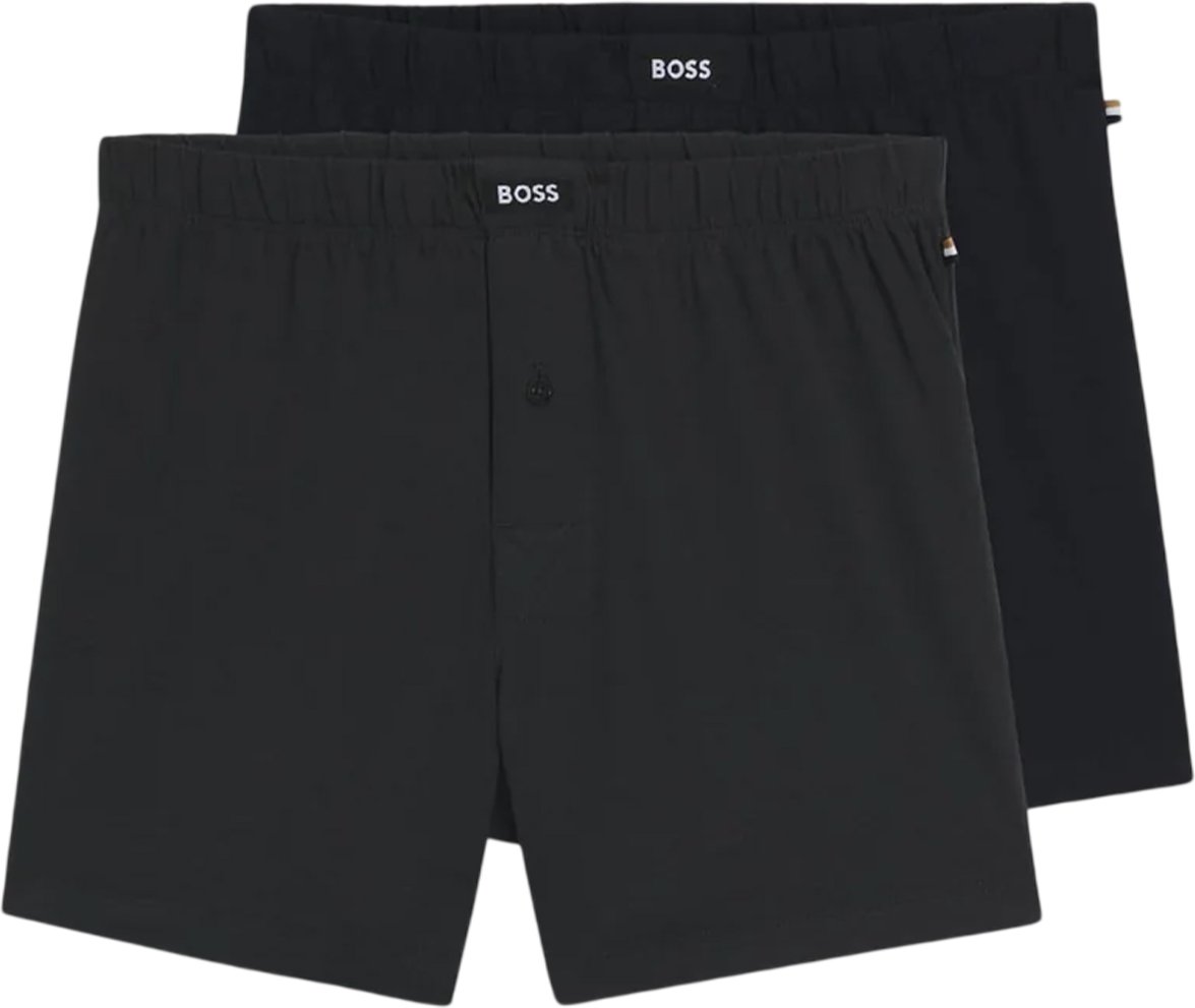 Boss - Boxershorts für Herren, Stretch, Baumwolle (2er-Pack) (Grau/Schwarz)