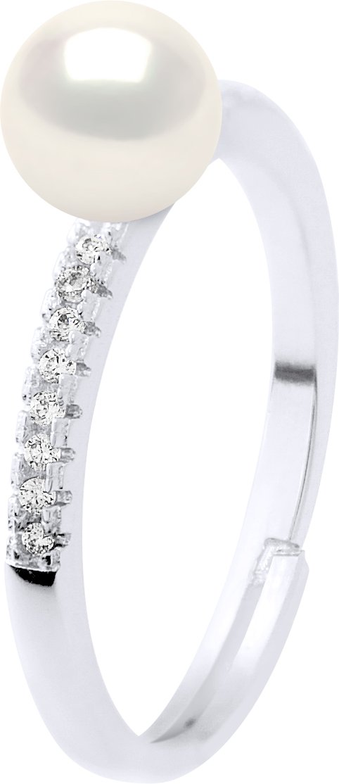 Ringschmuck - Echte Süßwasser-Zuchtperle, rund 7-8 mm